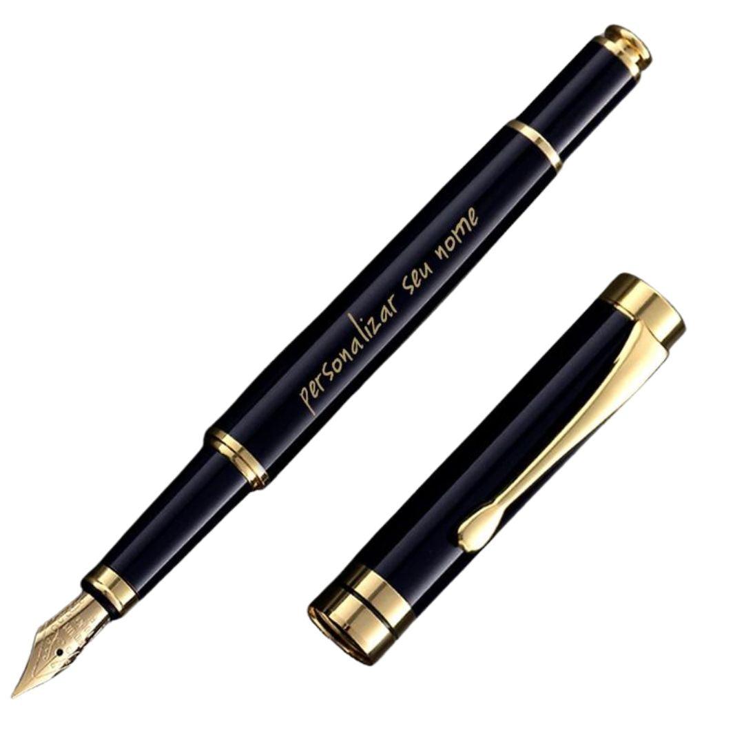 Personalized Golden Obsidian Fountain Pen