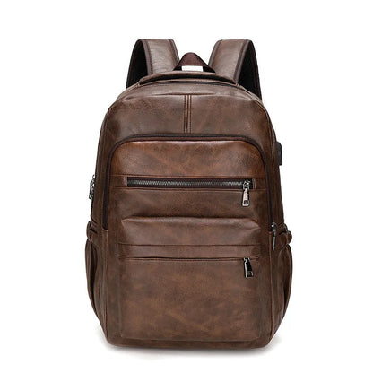 Leather Backpack with Integrated Charger