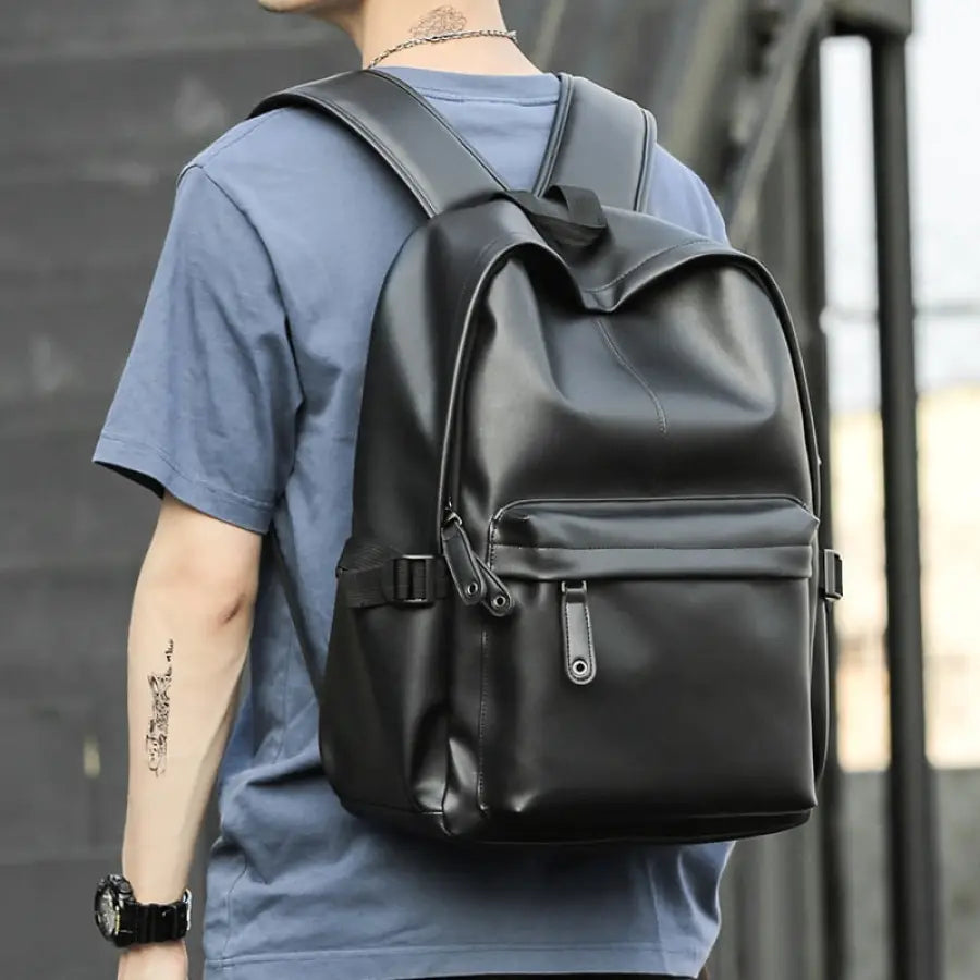 Leather Backpack with Anti-Theft System