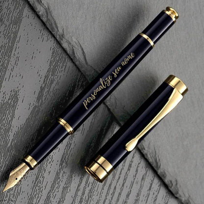 Personalized Golden Obsidian Fountain Pen