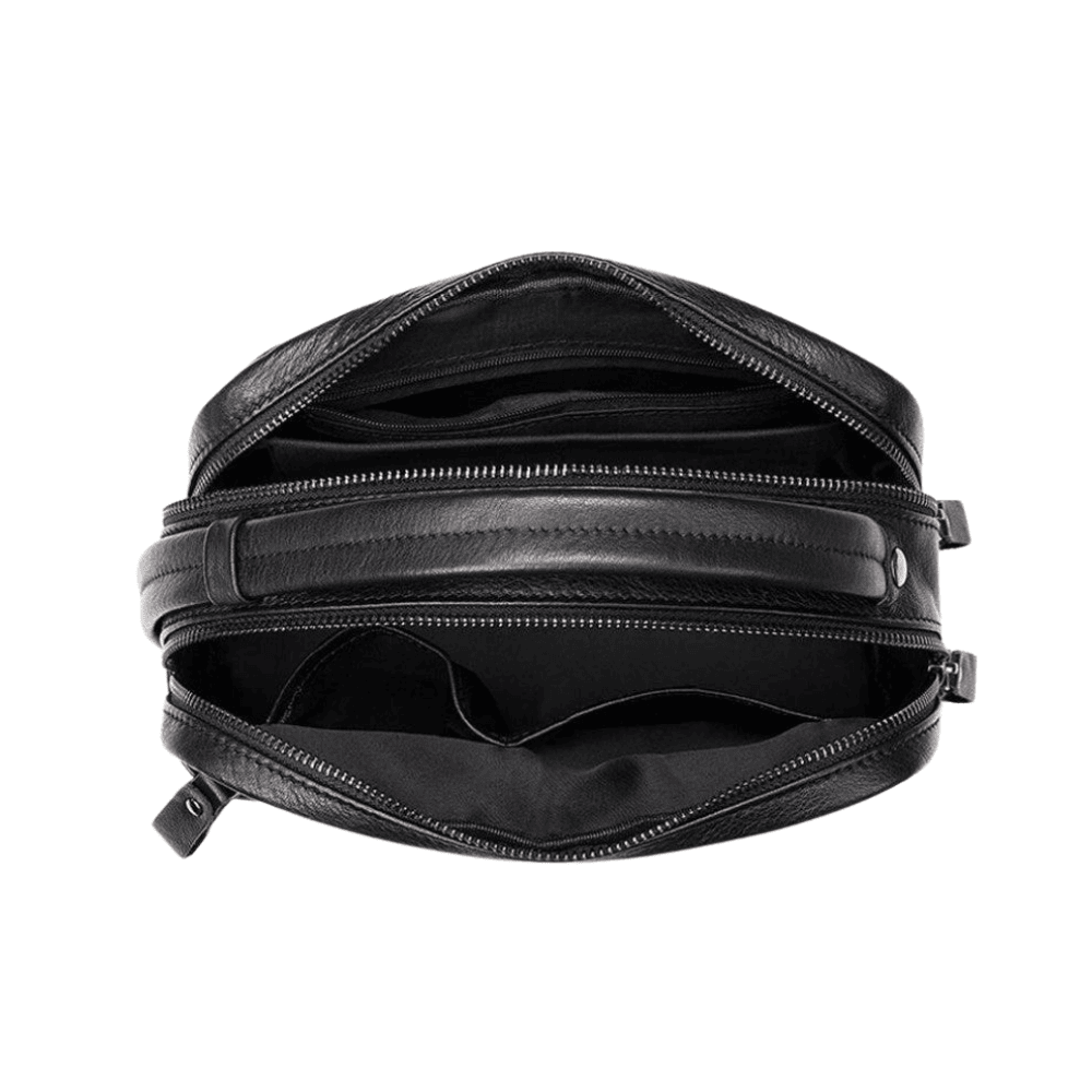 Black Leather Toiletry Bag