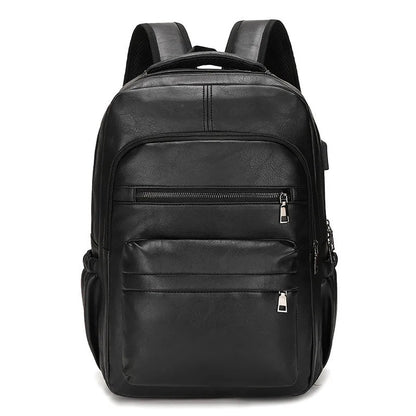 Leather Backpack with Integrated Charger