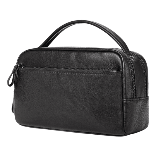 Black Leather Toiletry Bag