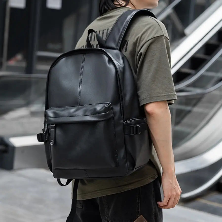 Leather Backpack with Anti-Theft System