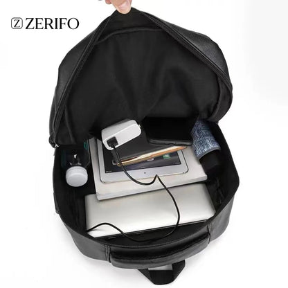 Leather Backpack with Integrated Charger