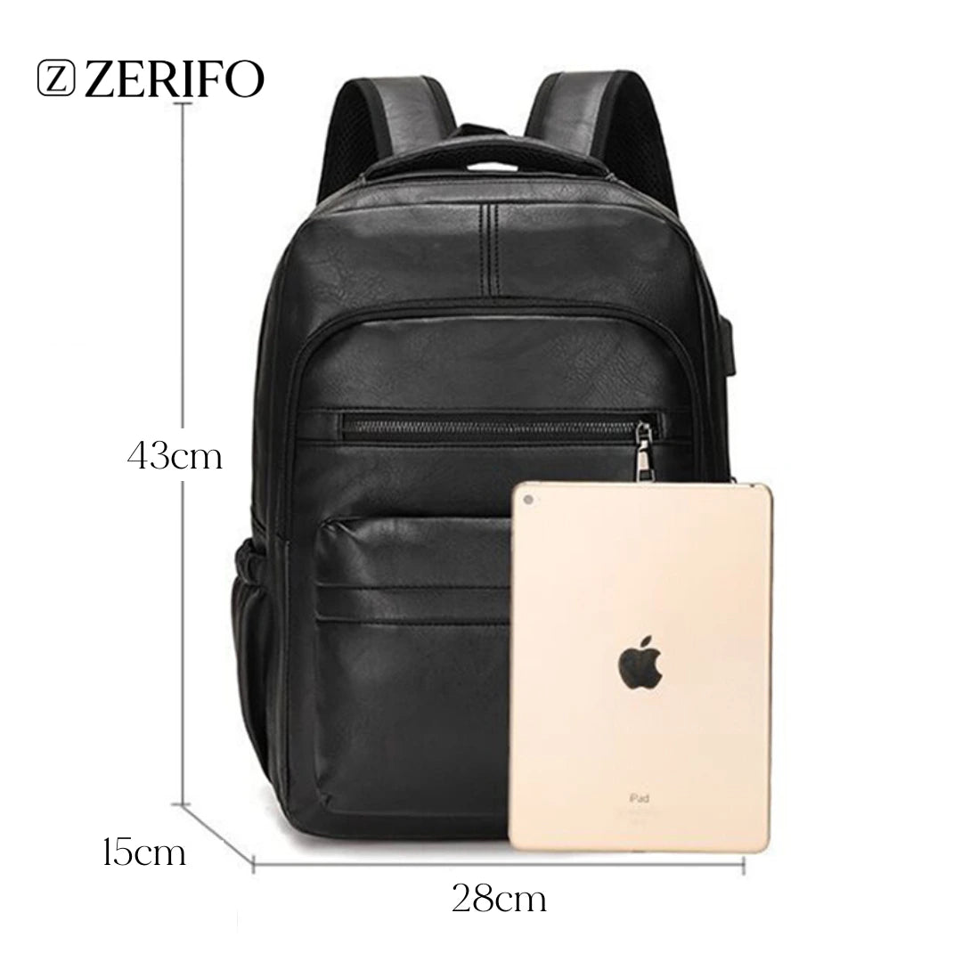 Leather Backpack with Integrated Charger